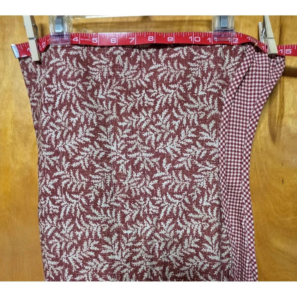 Waverly Red Fernwood & Gingham Check Valance Scalloped Edge 15